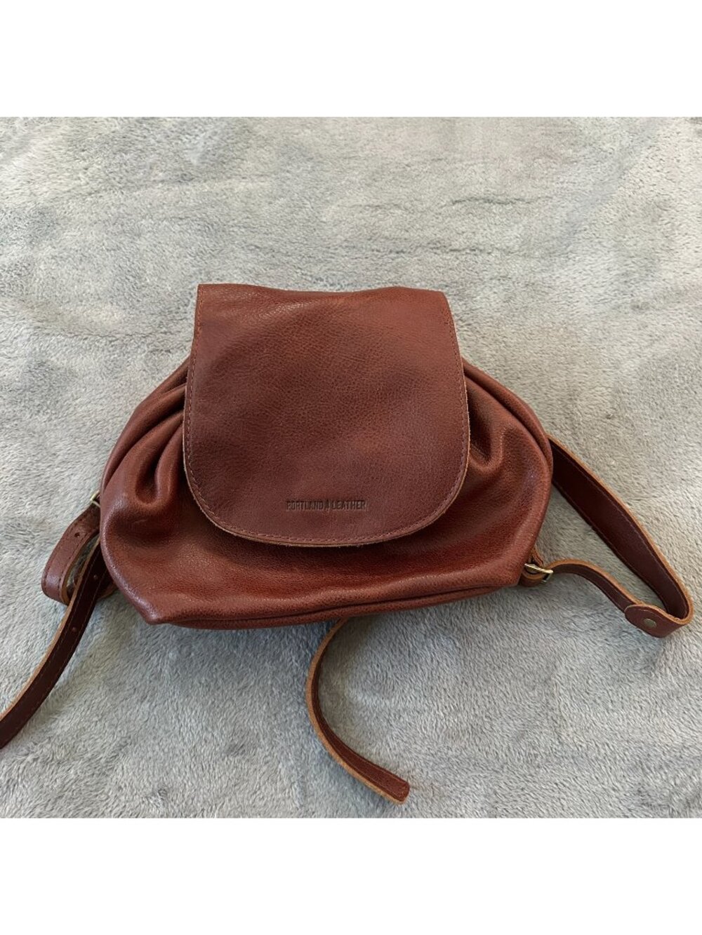 Portland Leather Company Bucket Bag Backpack Brown Cinch